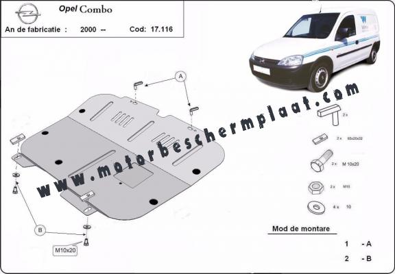 Motor, Versnellingsbak en Radiator Beschermplaat voor Opel Combo