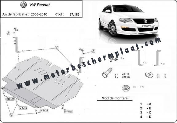 Motor, Versnellingsbak en Radiator Beschermplaat voor VW Passat B6