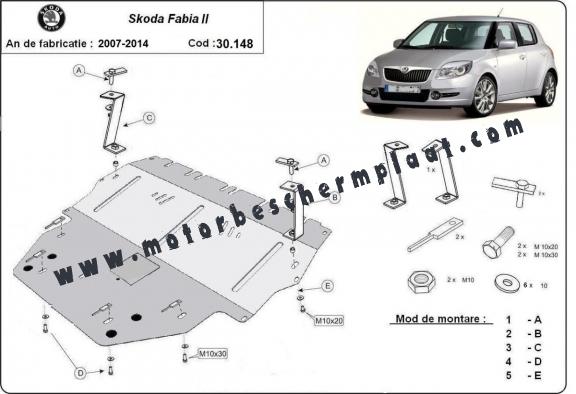 Motor, Versnellingsbak en Radiator Beschermplaat voor Skoda Fabia 2 Diesel