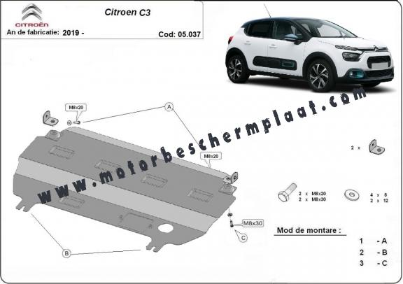 Motor en Versnellingsbak Beschermplaat voor Citroen C3