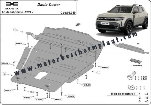 Motor en Versnellingsbak Beschermplaat voor Dacia Duster - 4x4