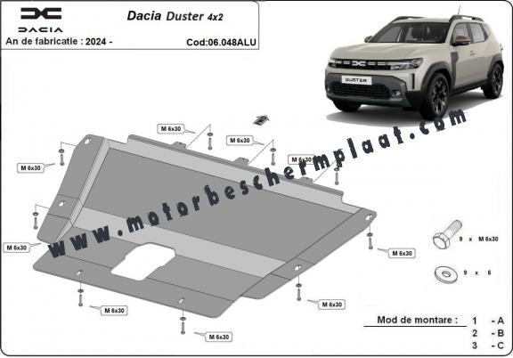 Motor, Versnellingsbak en Radiator  aluminium Beschermplaat voor Dacia Duster - 4x2