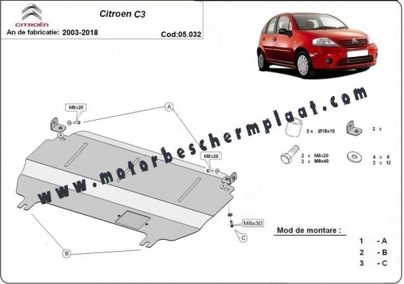 Motor, Versnellingsbak en Radiator Beschermplaat voor Citroen C3