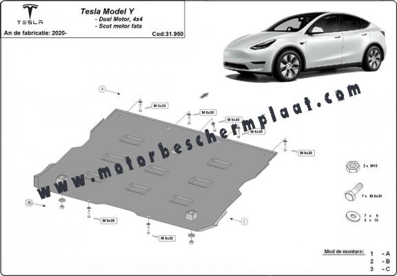 Voorste elektromotorschild tbv Tesla Model Y AWD