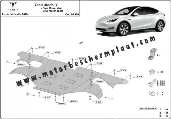 Achterste motorbescherming voor Tesla Model Y AWD