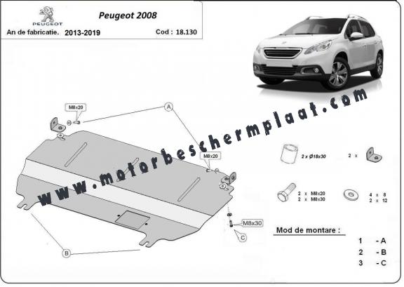 Motor en Versnellingsbak Beschermplaat voor Peugeot 2008