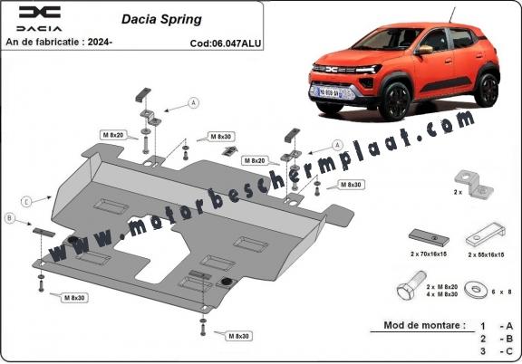 Motor en Versnellingsbak Beschermplaat voor Dacia Spring - Aluminium