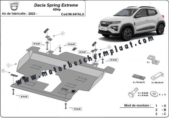 Motor en Versnellingsbak Beschermplaat voor Dacia Spring Extreme - Aluminium