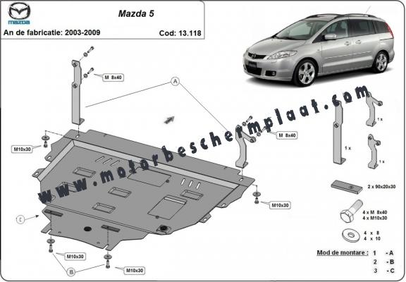 Motor, Versnellingsbak en Radiator Beschermplaat voor Mazda 5